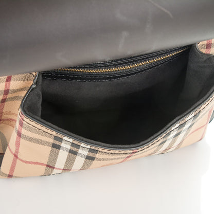 Burberry Haymarket Check Large Bridle Saddle Bag Dark Clove Brown 6 of 9