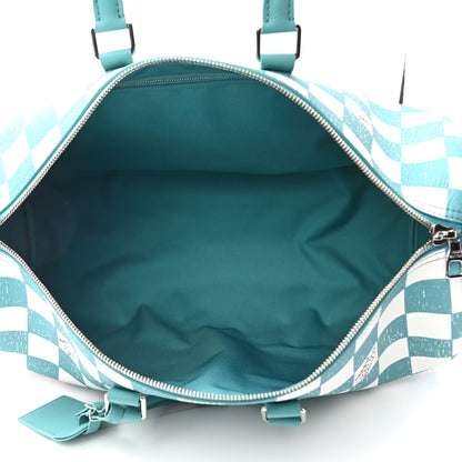 Louis Vuitton Calfskin Damier Keepall Bandouliere 45 Teal 5 of 10