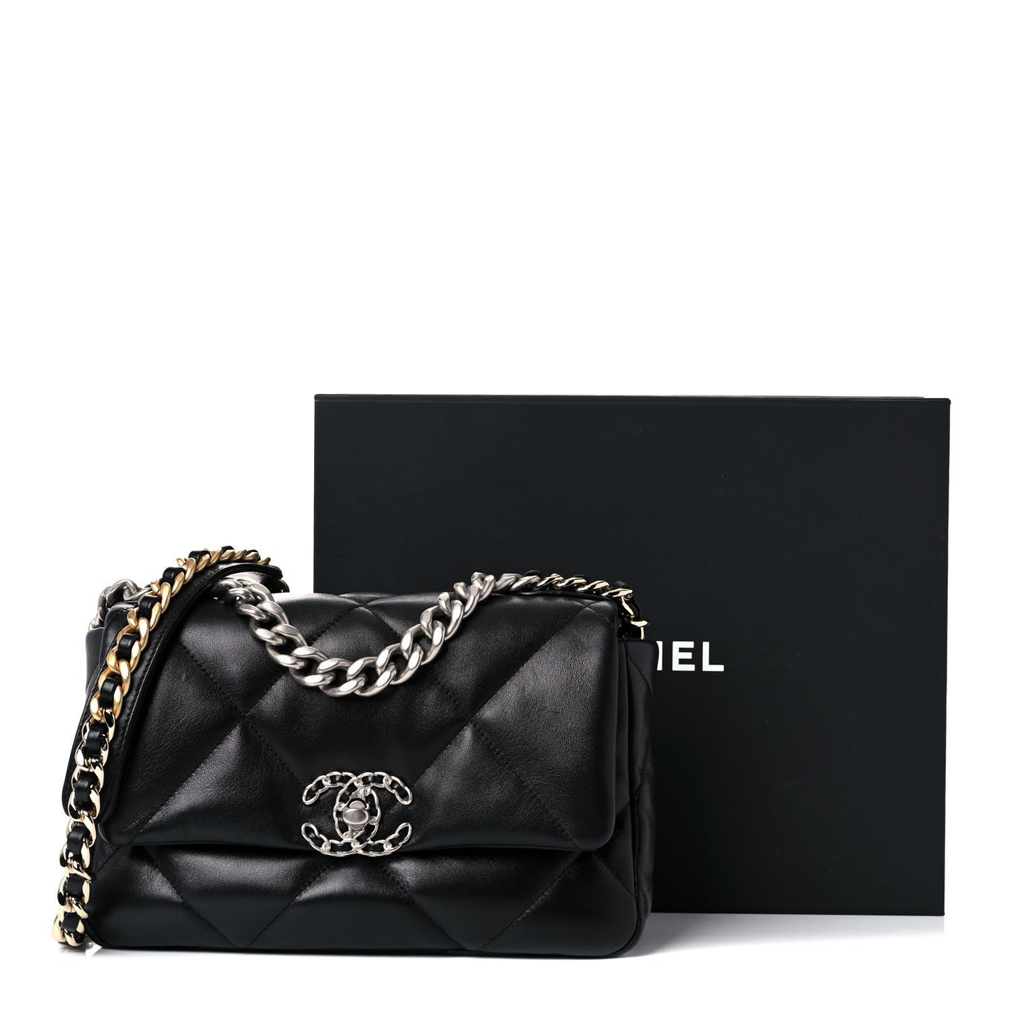 Lambskin Quilted Medium Chanel 19 Flap Black