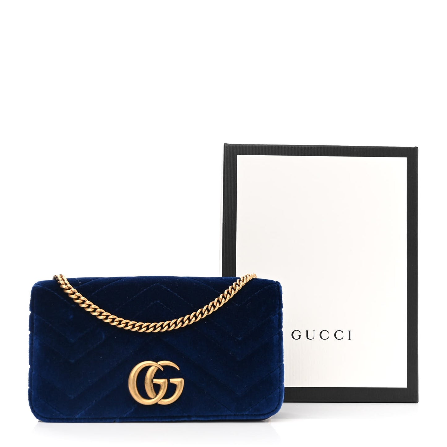 Velvet Matelasse GG Marmont Mini Bag Cobalt Blue