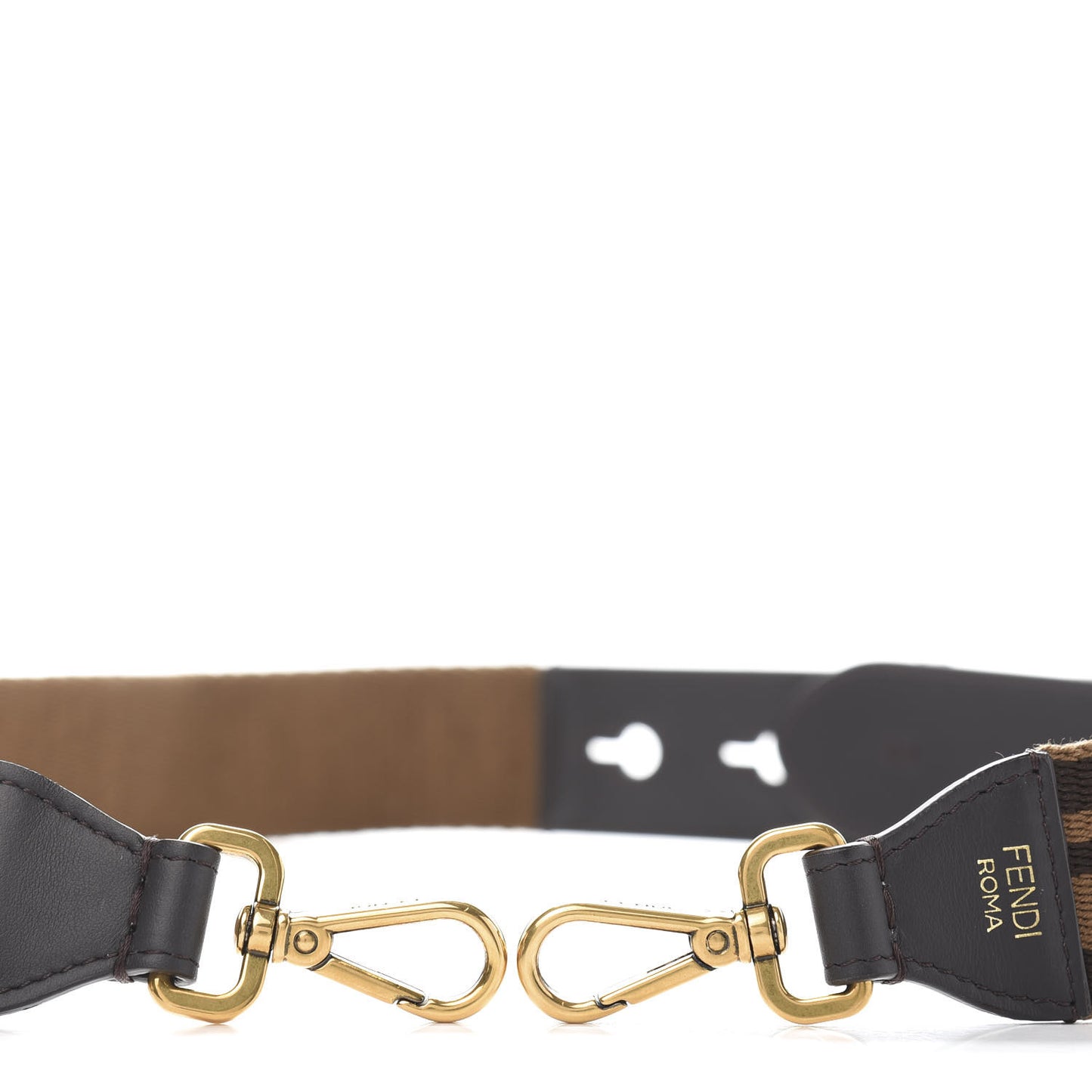 Ribbon Vitello Century FF 1974 Flat Studded Strap You Fango Marrone Ebano