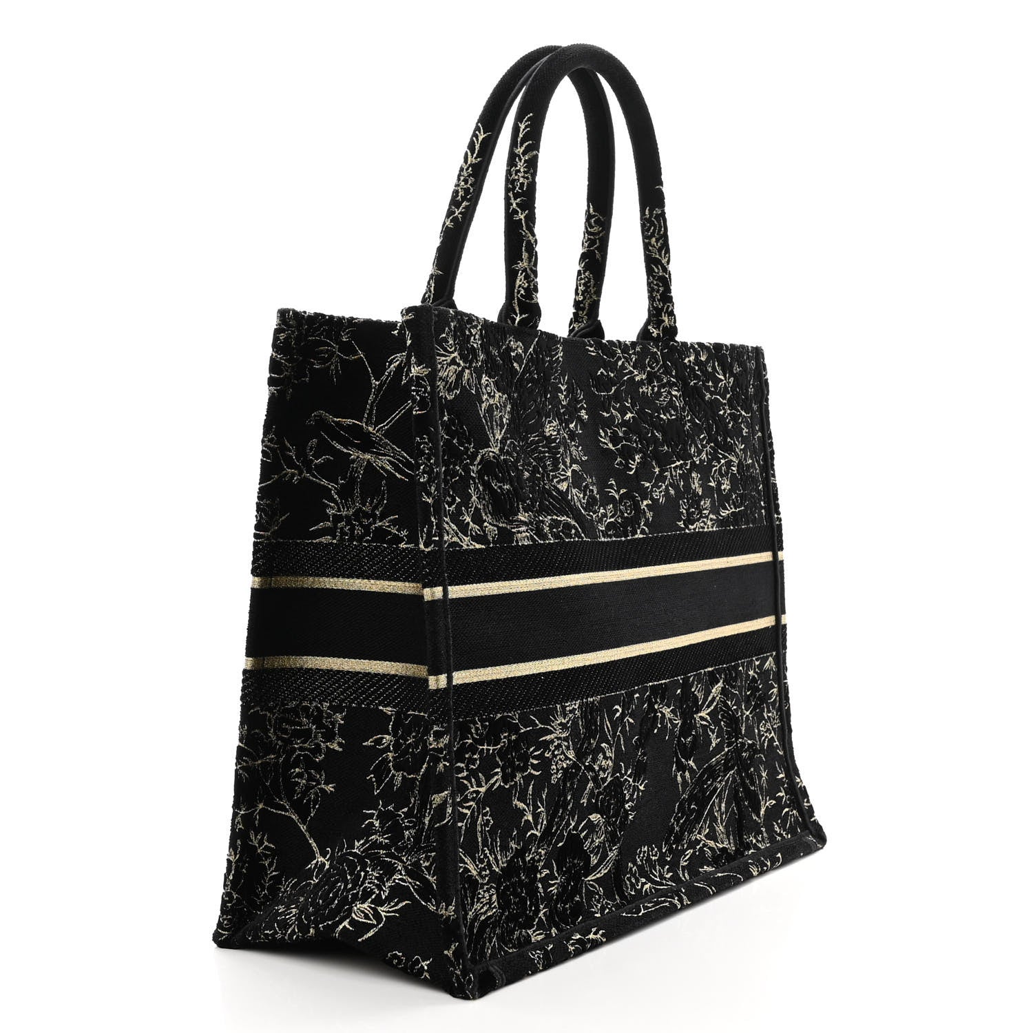 Christian Dior Velvet Jardin d'Hiver Embroidered Large Book Tote Black Gold 3 of 10