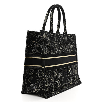 Christian Dior Velvet Jardin d'Hiver Embroidered Large Book Tote Black Gold 3 of 10