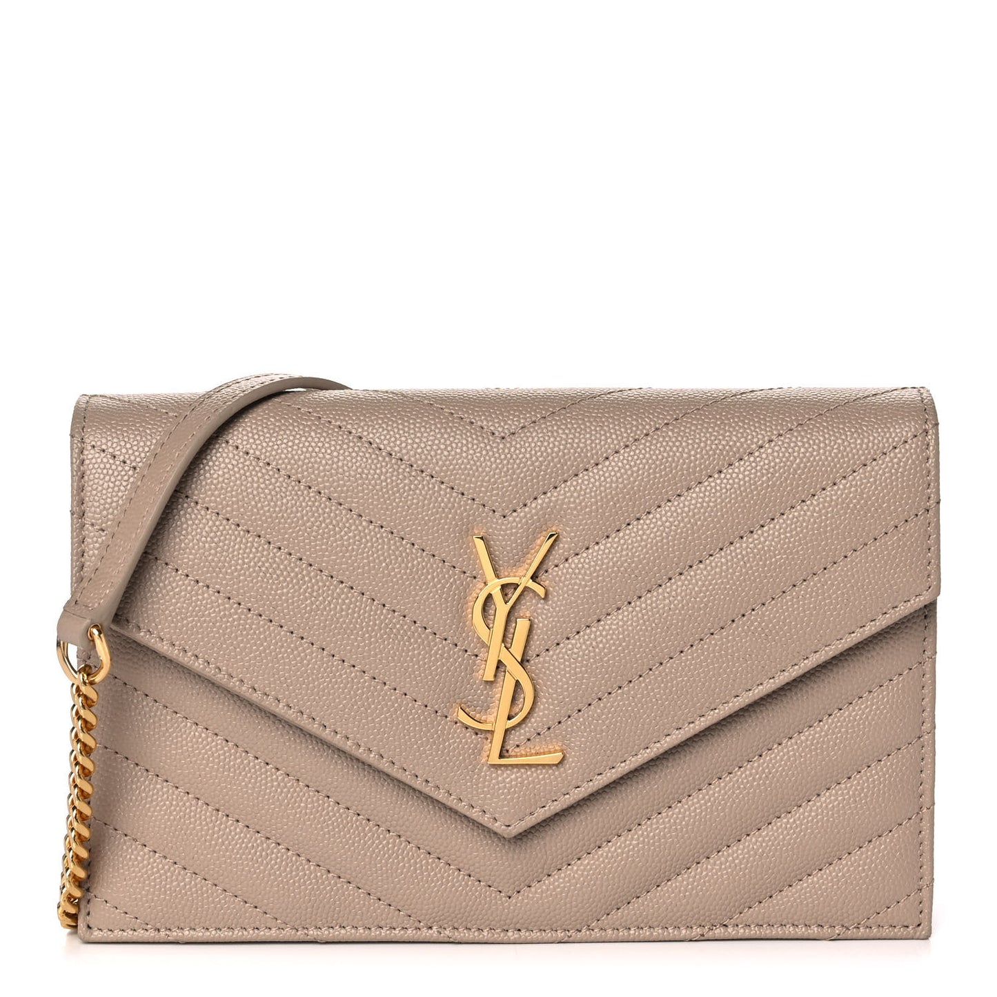 Grain De Poudre Matelasse Chevron Monogram Envelope Chain Wallet Nude Powder