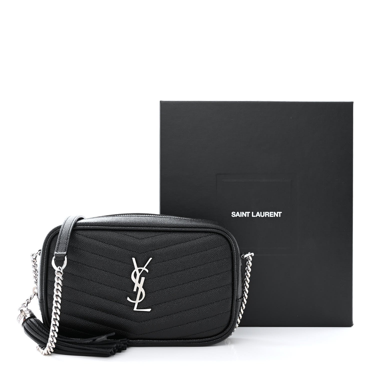 Saint Laurent Grain De Poudre Matelasse Monogram Mini Lou Camera Bag Black 11 of 11