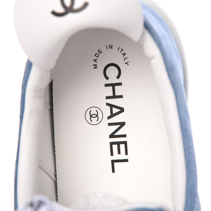 Chanel Suede Calfskin Sneakers 41 Sky Blue 7 of 13