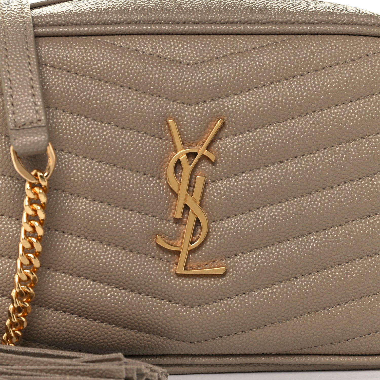 Saint Laurent Grain De Poudre Matelasse Monogram Mini Lou Camera Bag Dark Beige 8 of 10