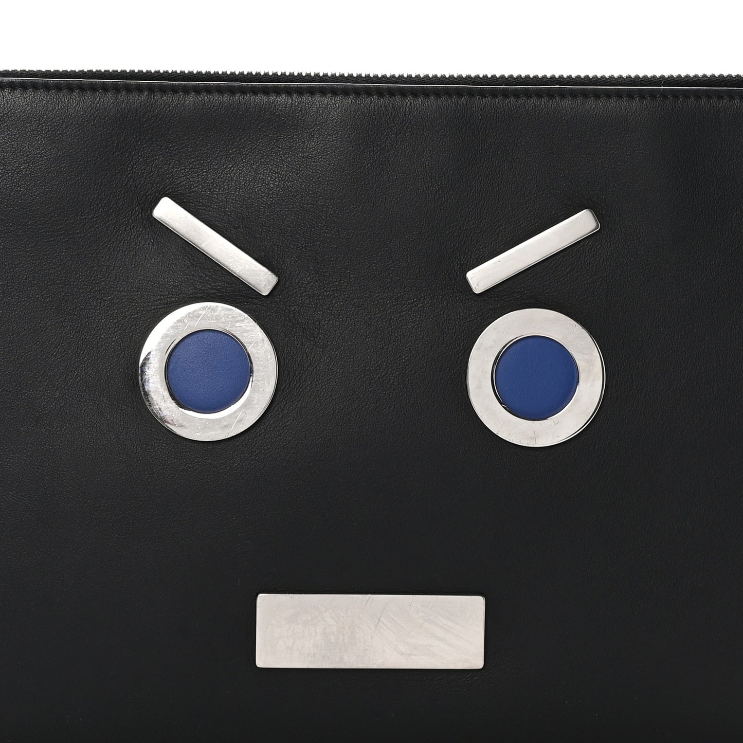 Calfskin Faces Pouch Black