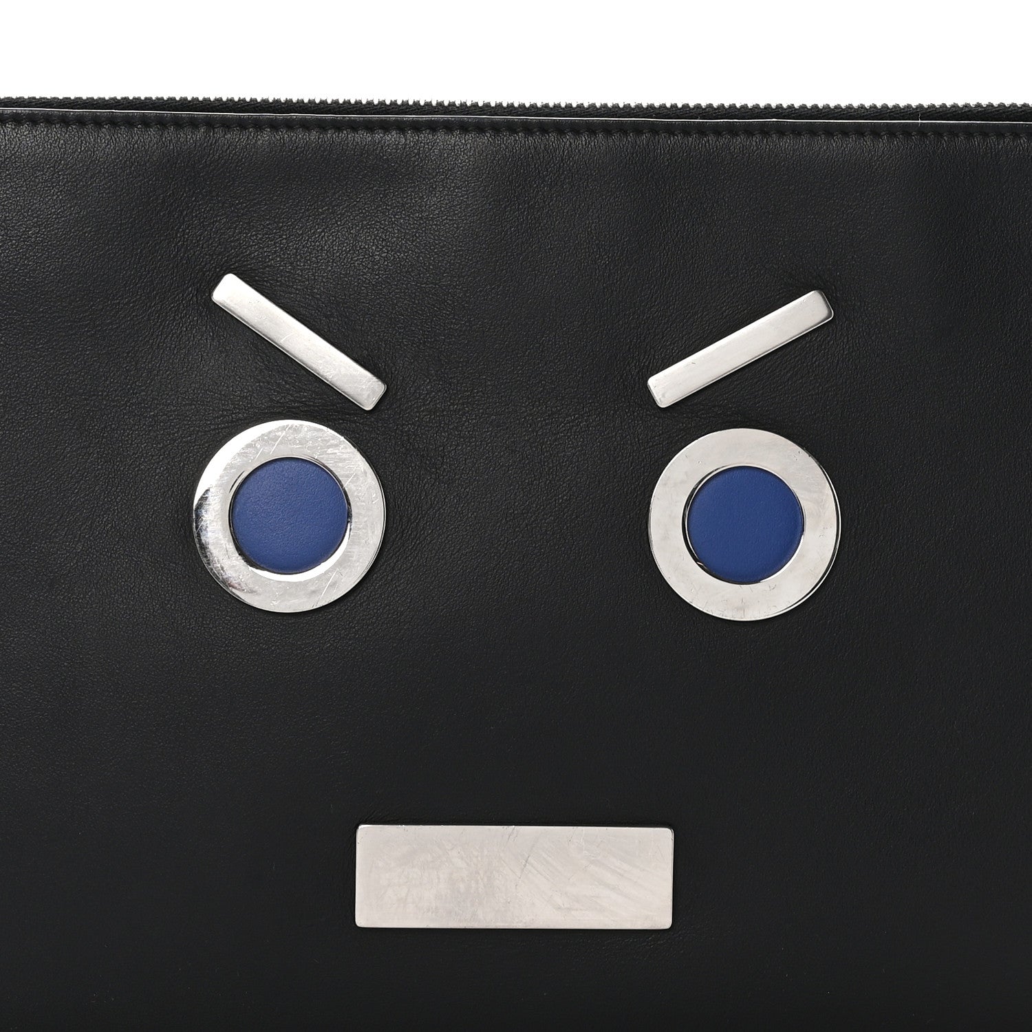 Fendi Calfskin Faces Pouch Black 8 of 8