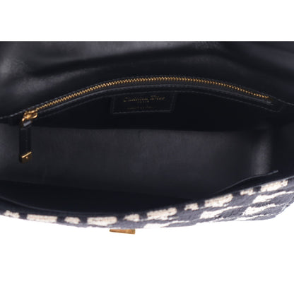 Christian Dior Technical Canvas Macro Houndstooth Medium Caro Bag Black White 5 of 9