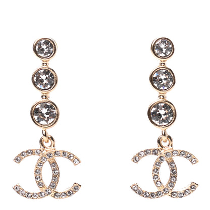 Chanel Crystal CC Drop Earrings Gold 1 of 4