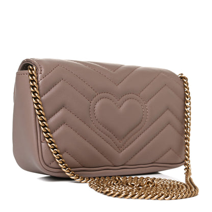 Gucci Calfskin Matelasse Super Mini GG Marmont Shoulder Bag Porcelain Rose 3 of 11