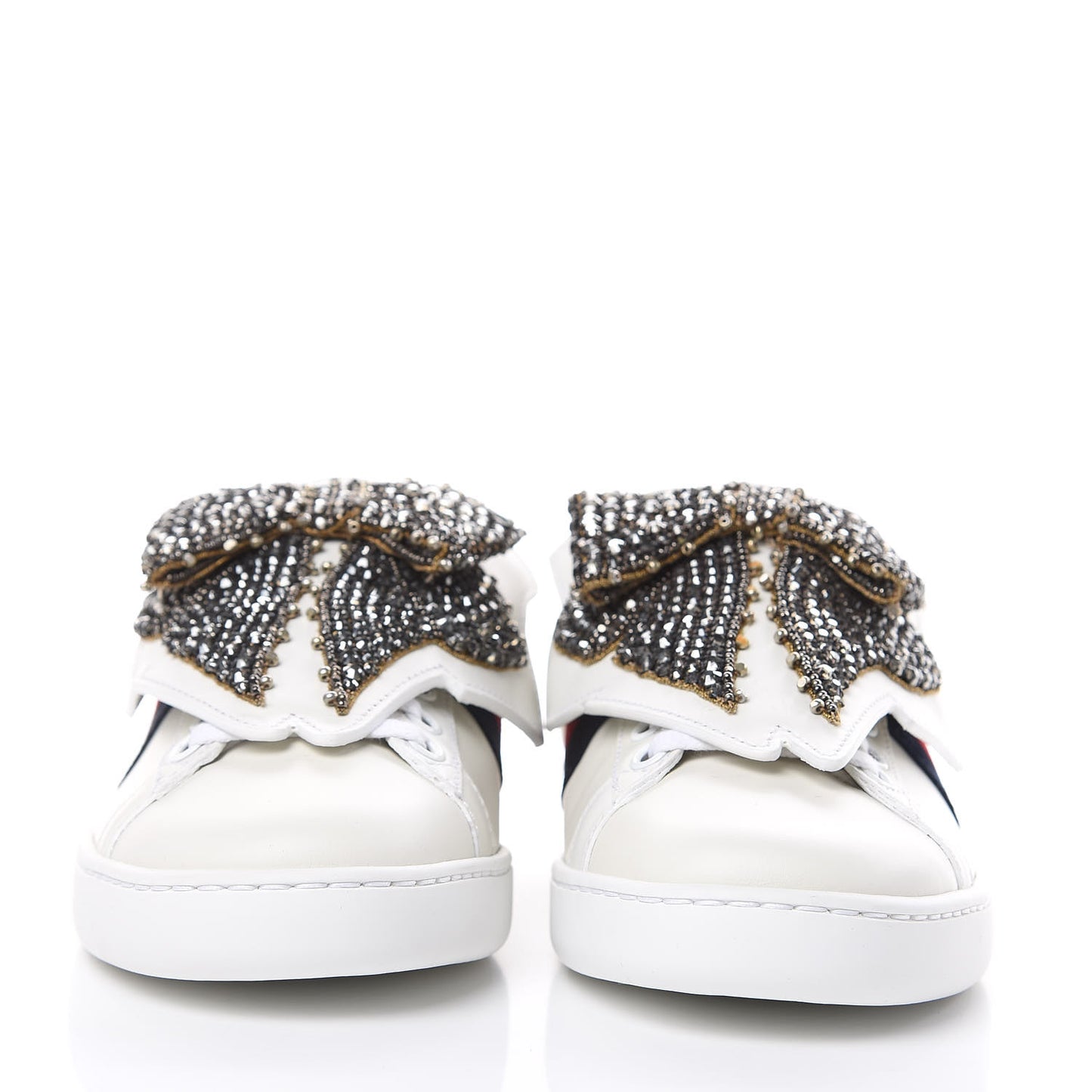 Calfskin Ayers Web Womens Ace Bow Lace Sneakers 34.5 White