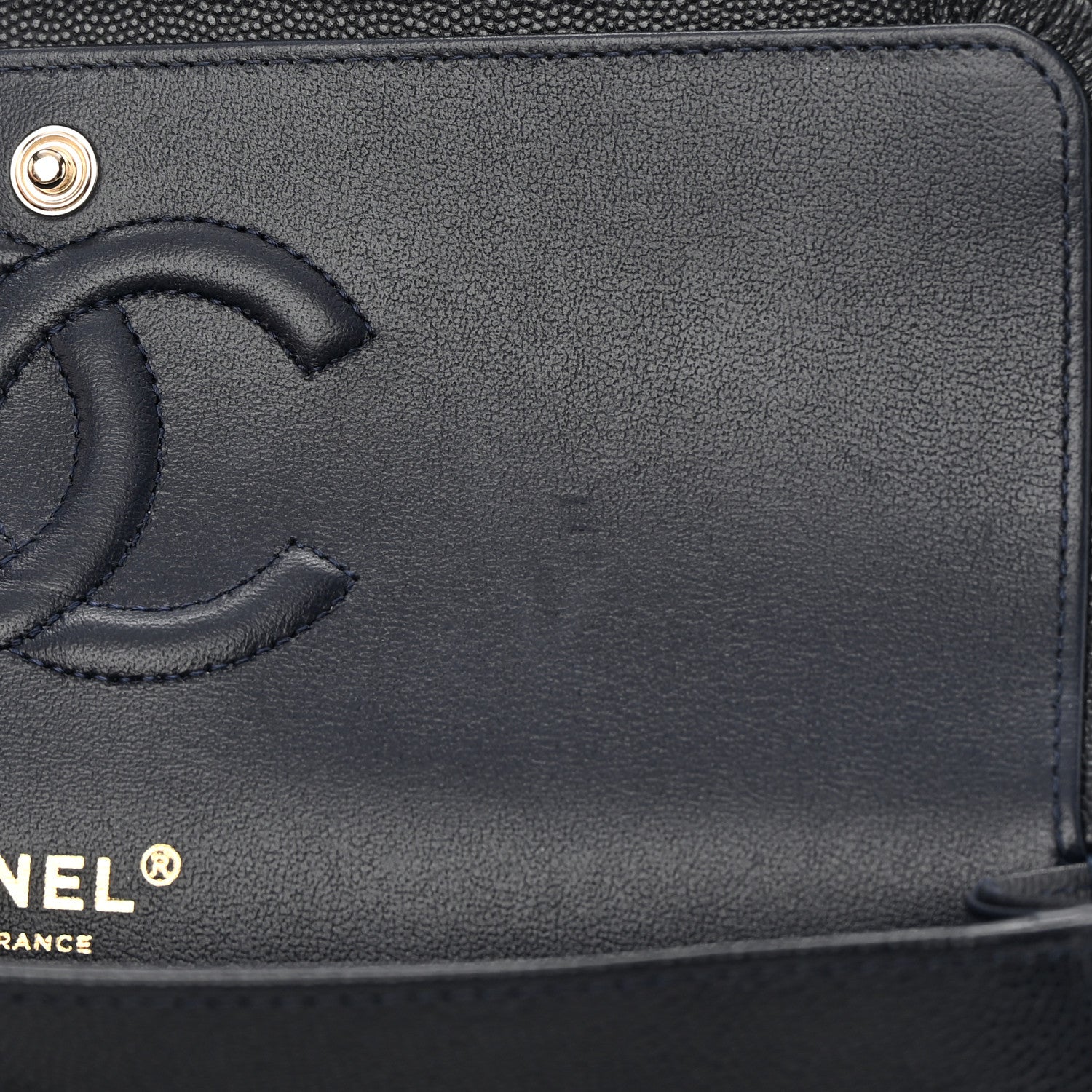 Chanel Caviar Quilted Medium Double Flap Dark Blue 11 of 13