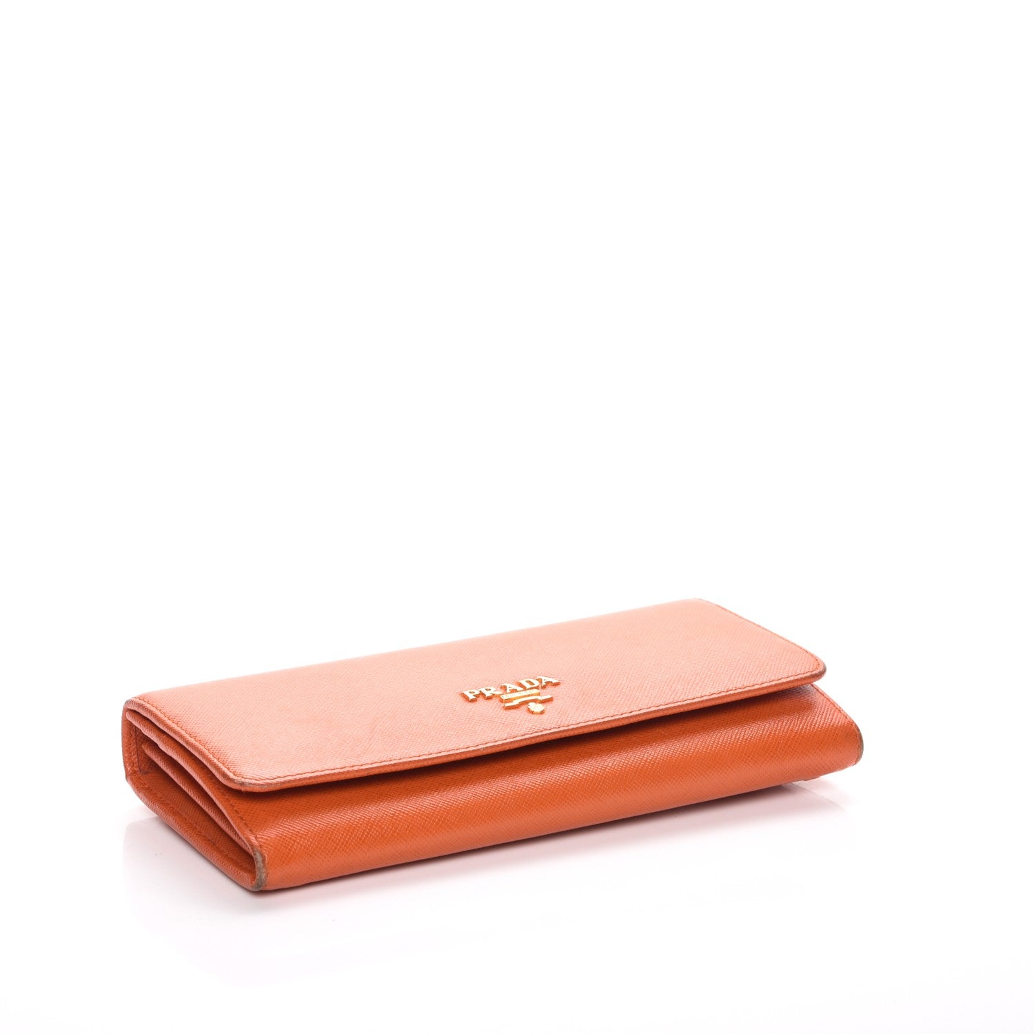 Prada Saffiano Metal Continental Flap Wallet Papaya 4 of 13