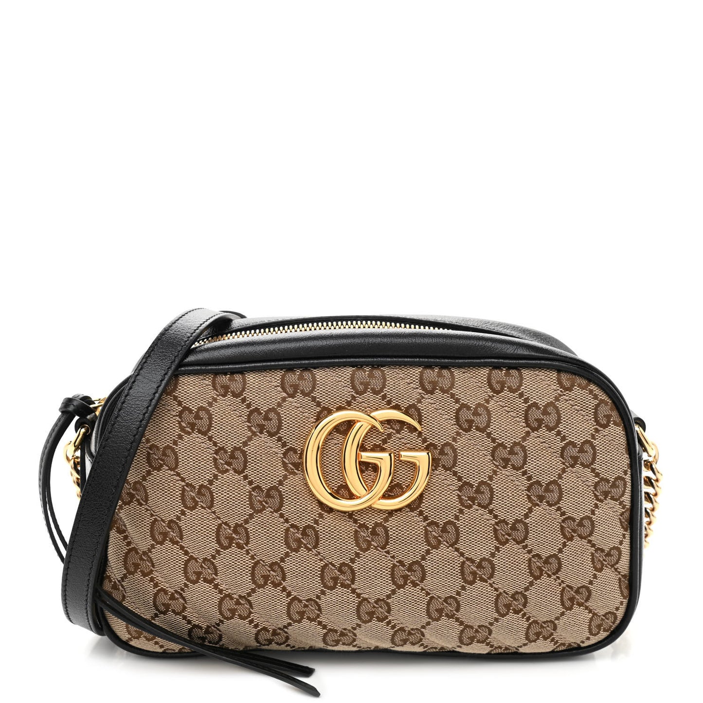 Monogram Matelasse Diagonal Small GG Marmont Chain Shoulder Bag Beige Black