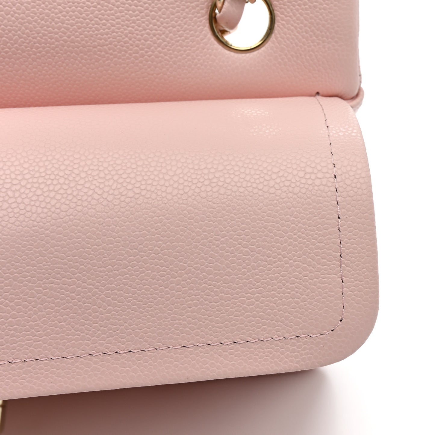 Caviar Quilted Small Double Flap Light Pink