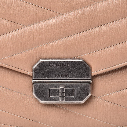 Chanel Shiny Goatskin Chevron Quilted Round Gabrielle Flap Beige 10 of 11