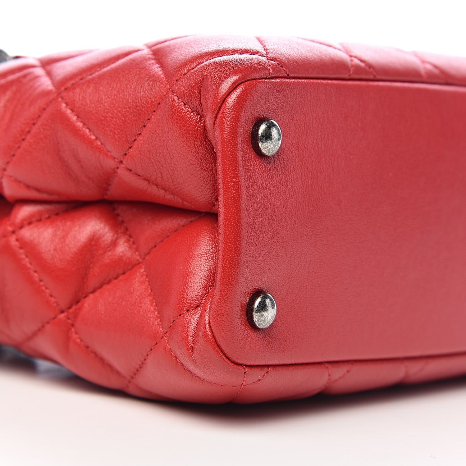 Chanel Shiny Sheepskin Quilted Small Shopping Tote Red 8 of 12