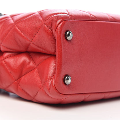 Chanel Shiny Sheepskin Quilted Small Shopping Tote Red 8 of 12