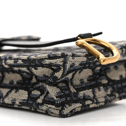 Christian Dior Oblique Saddle Chain Clutch Blue 8 of 9