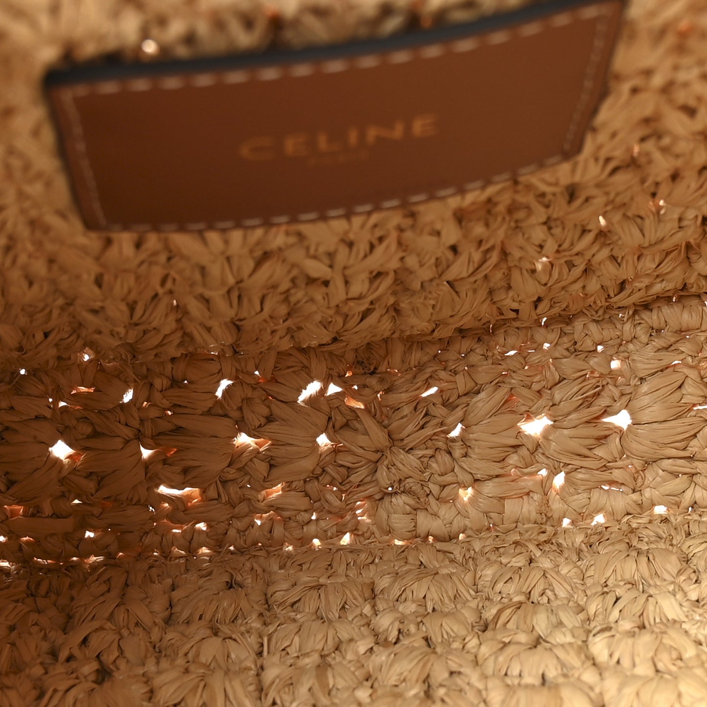 Raffia Calfskin Triomphe Panier Hobo Bag Natural Tan