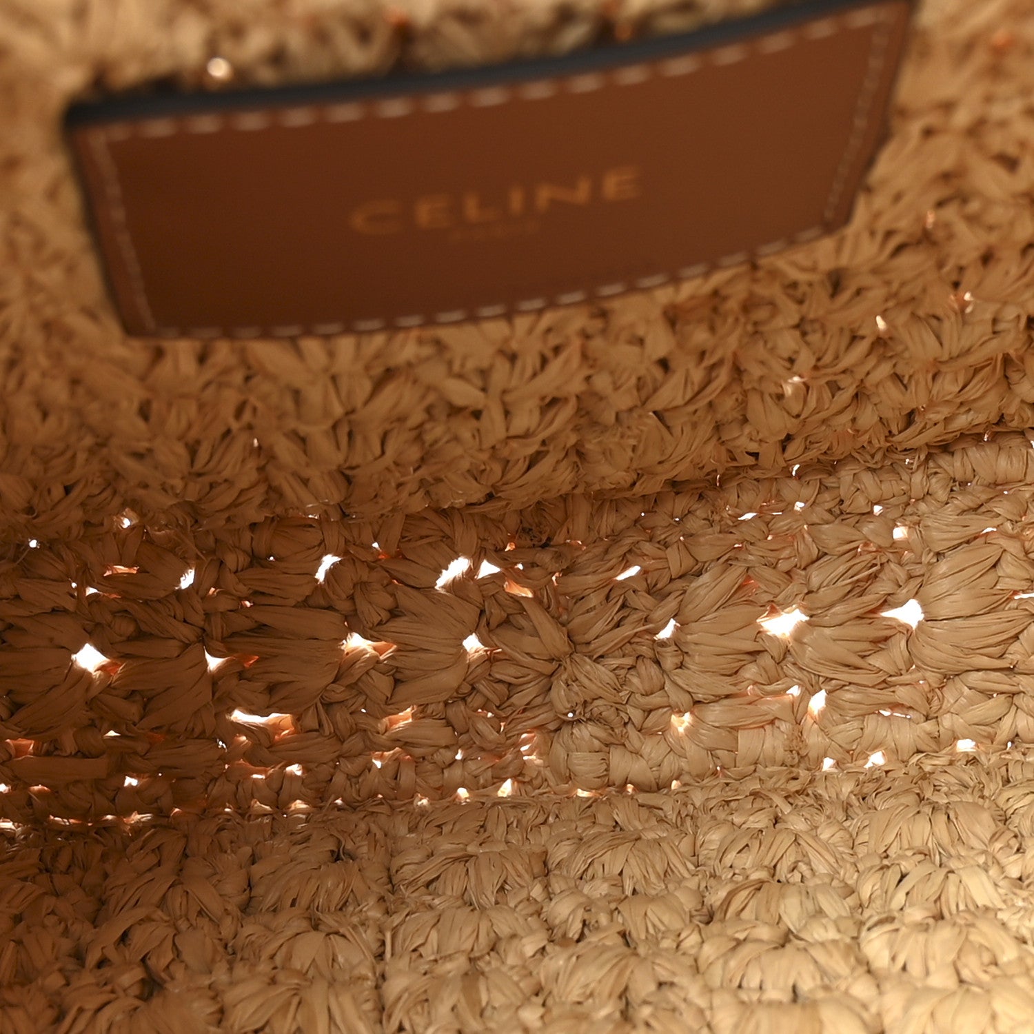 Celine Raffia Calfskin Triomphe Panier Hobo Bag Natural Tan 5 of 10