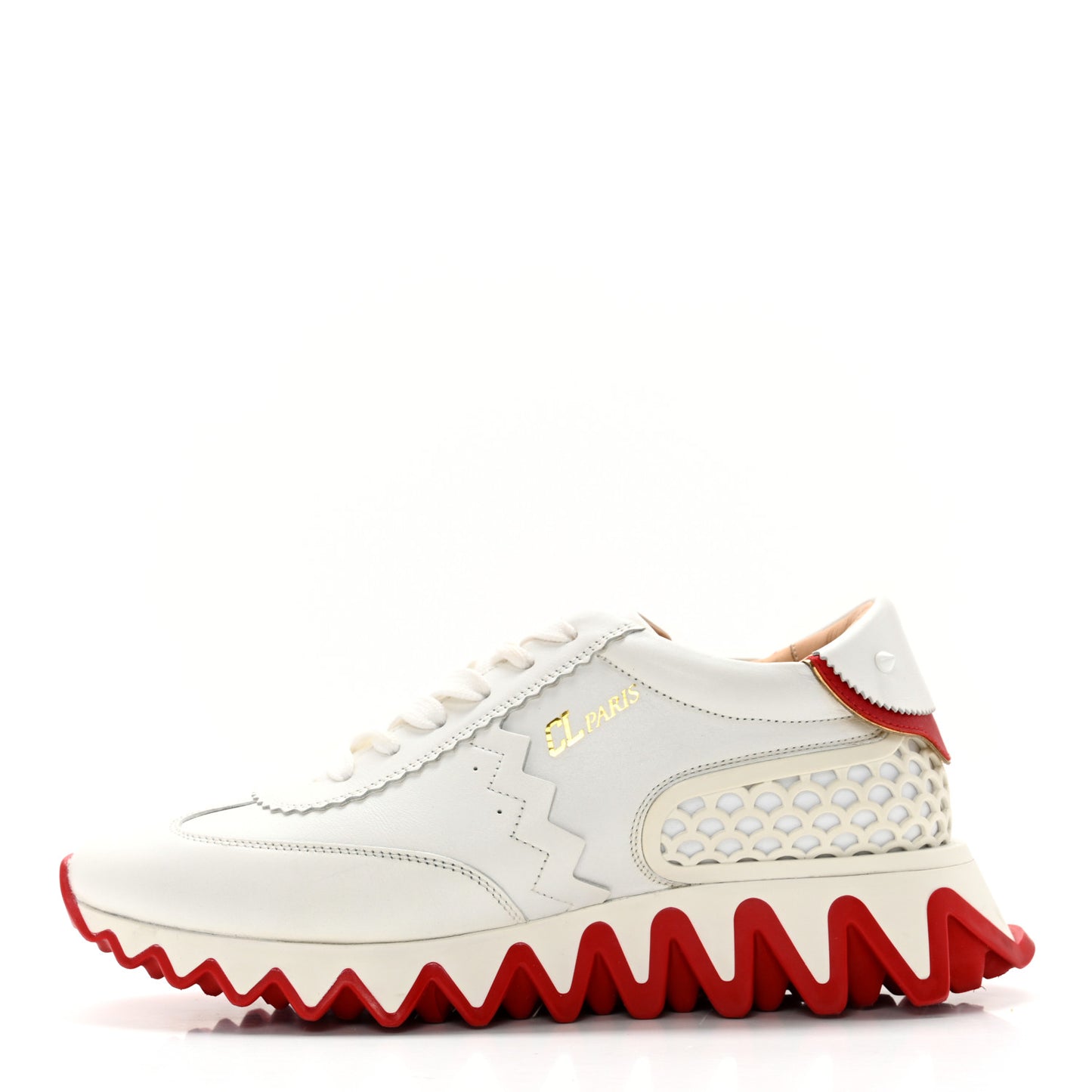 Calfskin Neoprene Womens Loubishark Sneakers 40.5 White