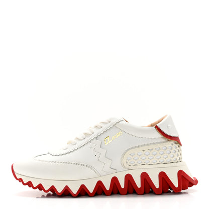 Christian Louboutin Calfskin Neoprene Womens Loubishark Sneakers 40.5 White 1 of 14