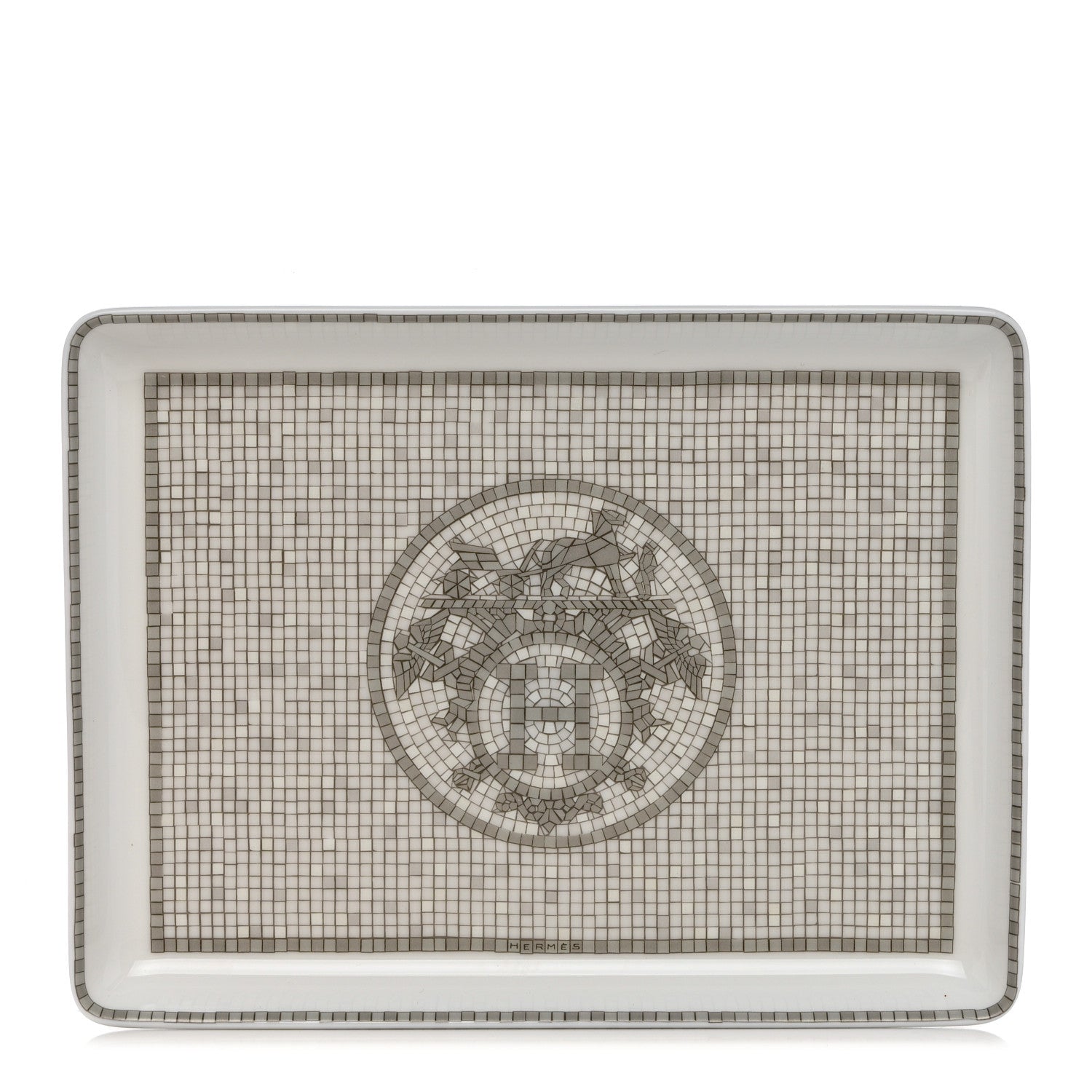 Hermes Porcelain Mosaique au 24 Platine Sushi Plate 1 of 7