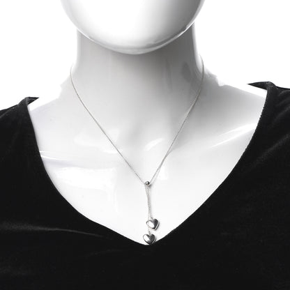 Tiffany Sterling Silver Double Heart Lariat Pendant Necklace 2 of 6