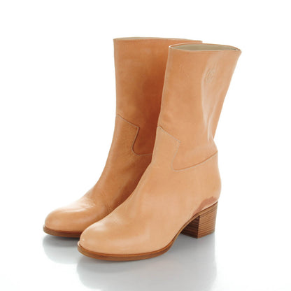 Chanel Calfskin CC Mid Calf Boots 37.5 Beige 3 of 7