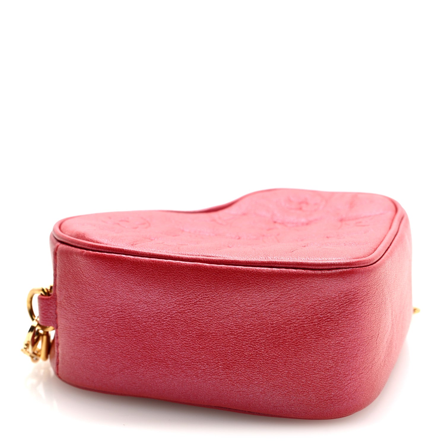 Louis Vuitton Lambskin Embossed Monogram Fall In Love Sac Coeur Heart Chain Bag Lipstick Red 4 of 8