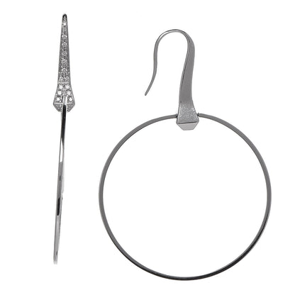 Gucci 18K White Gold Diamond Chiodo Hoop Earrings 1 of 5