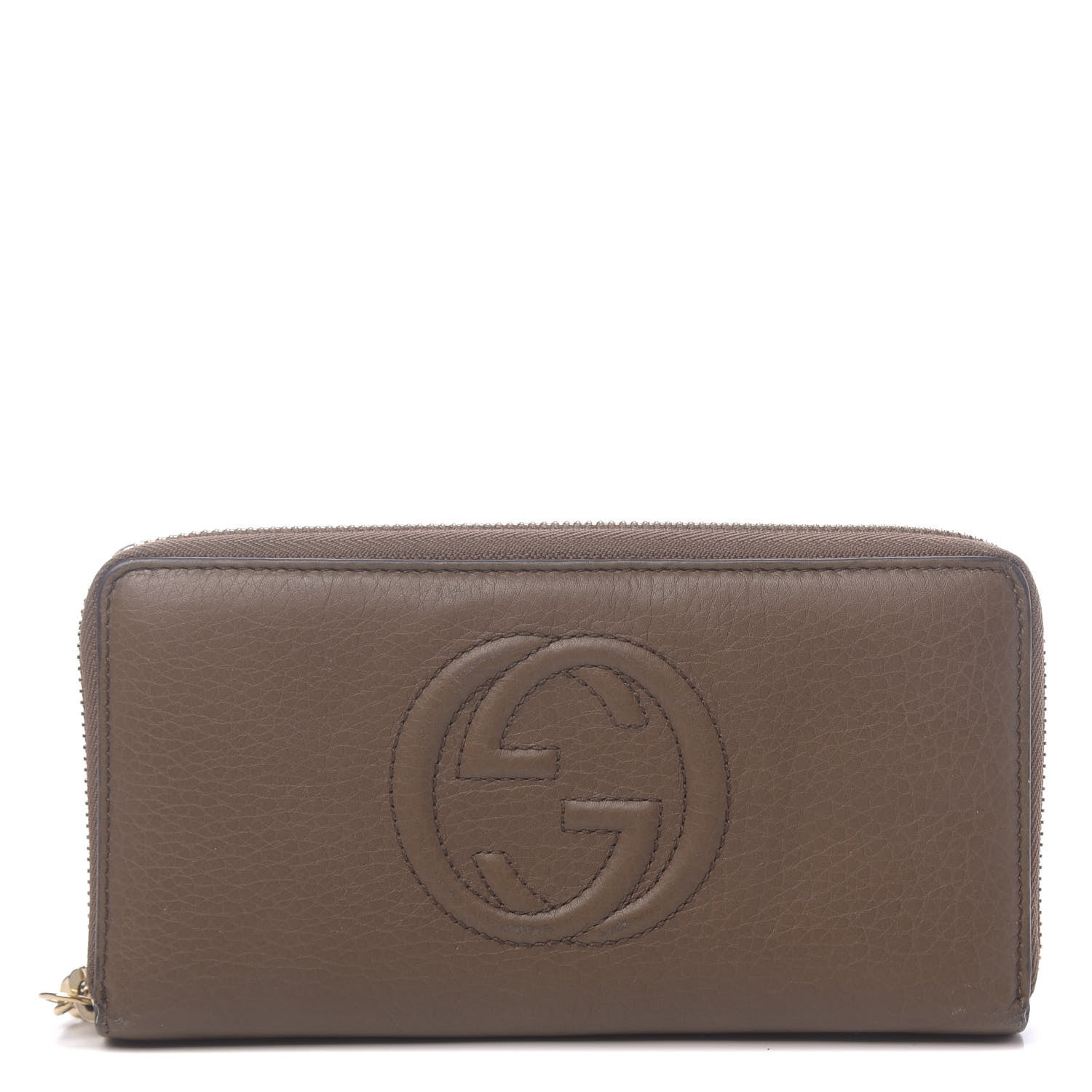 Gucci Pebbled Calfskin Soho Zip Around Wallet Brown 1 of 14