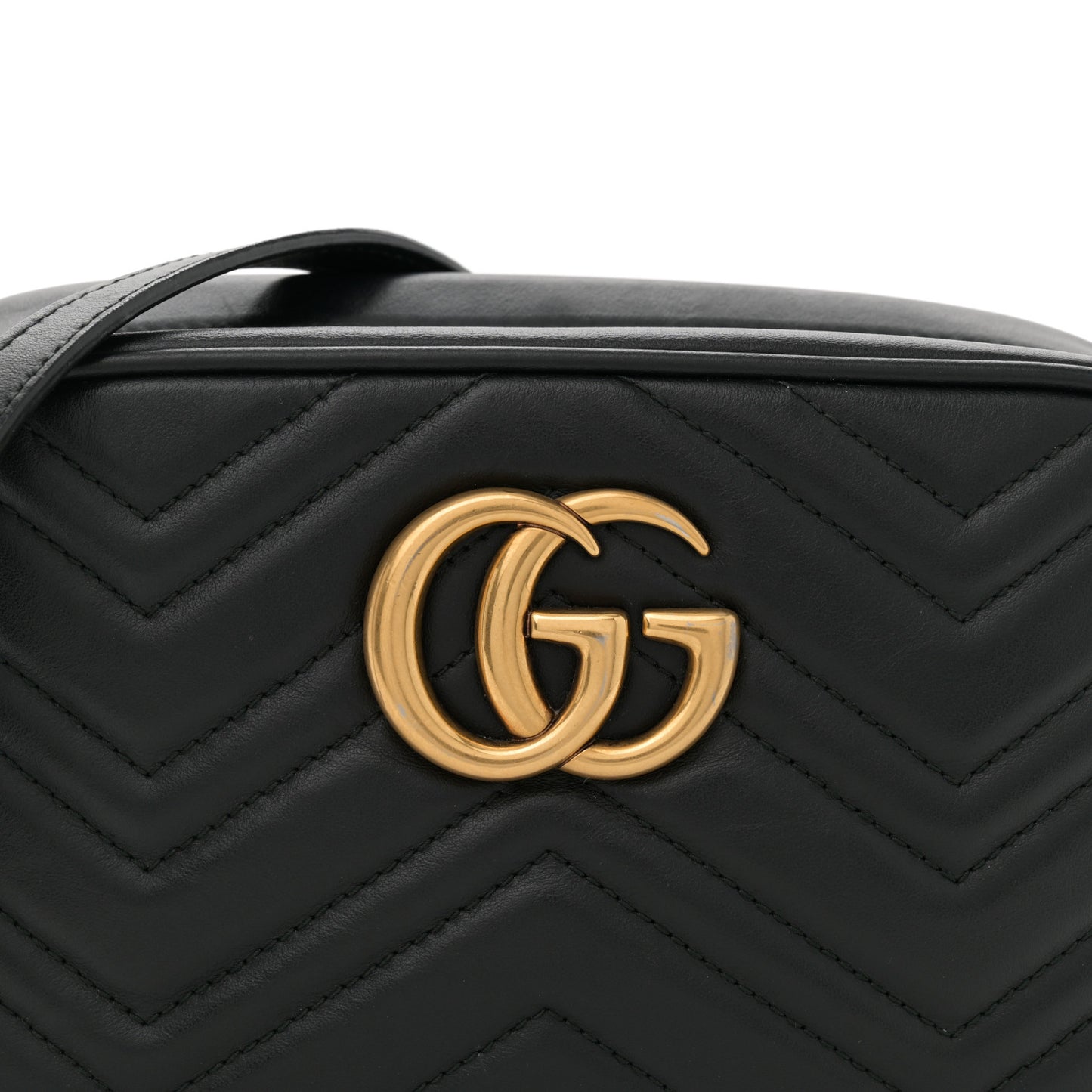 Calfskin Matelasse Mini GG Marmont Chain Shoulder Bag Black