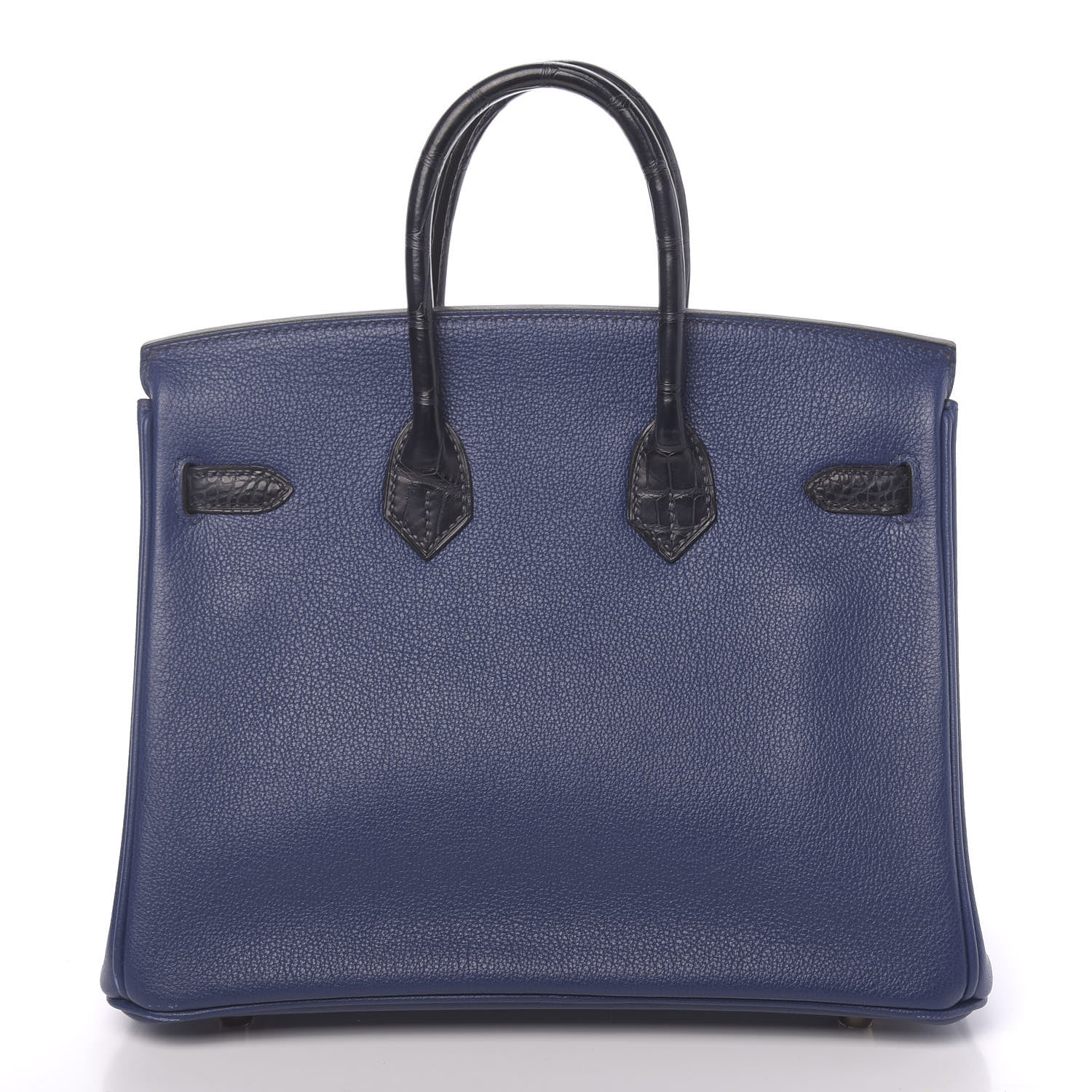 Hermes Taurillon Novillo Matte Alligator Birkin Touch 25 Bleu Saphir Marine 4 of 38