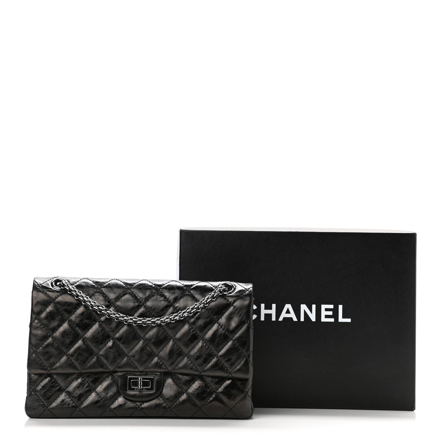 Metallic Aged Calfskin Quilted 2.55 Reissue 226 Flap Black