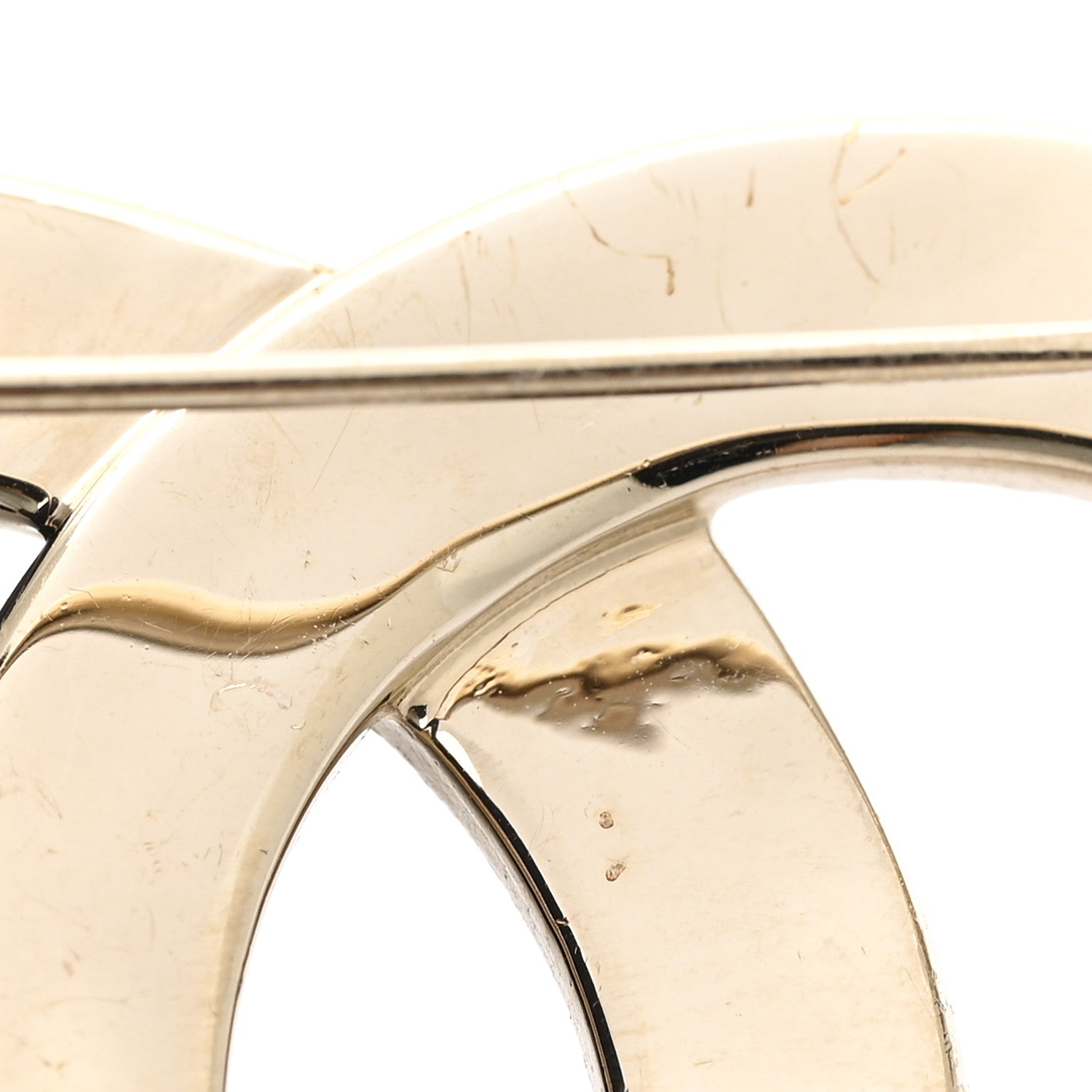 Chanel Metal Crystal Baguette CC Brooch Gold 4 of 4