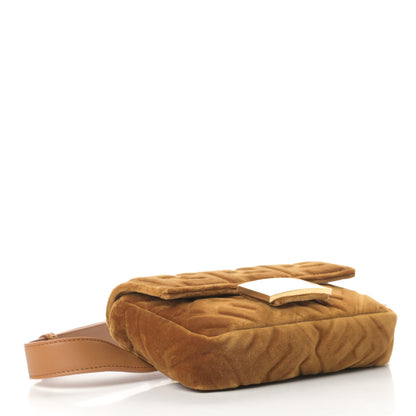 Fendi Velvet FF Embossed Hip Belt Baguette Bag Caramel 4 of 11