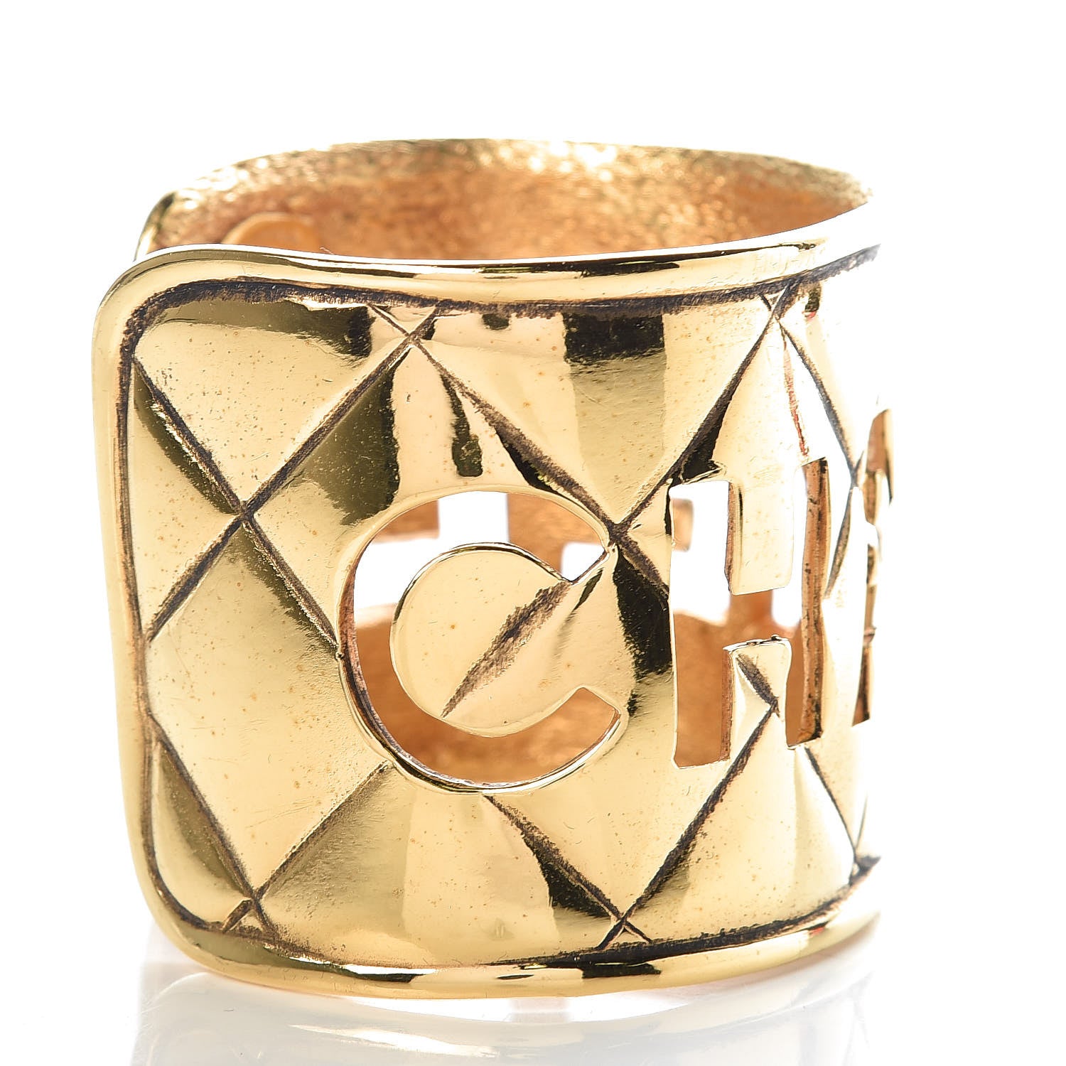 Chanel Quilted Cut Out Cuff Gold 4 of 6
