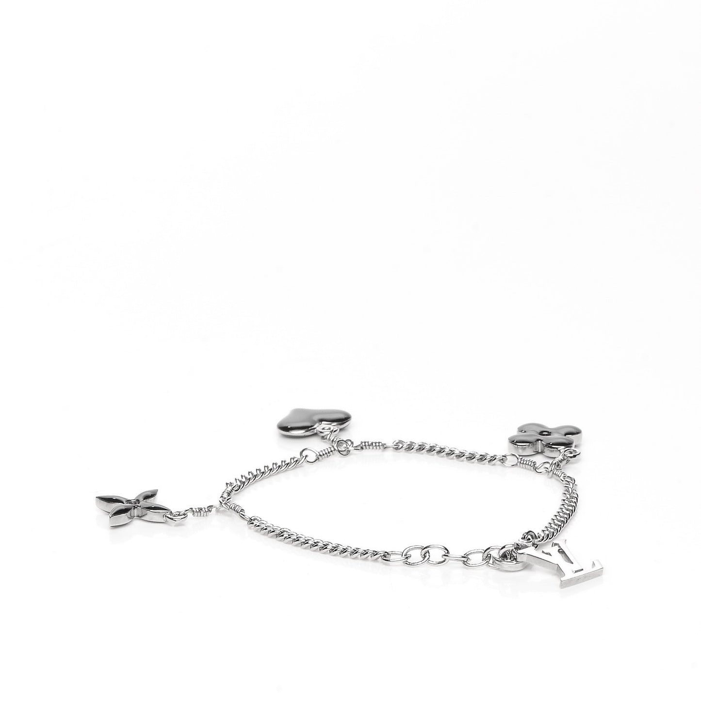 Sweet Monogram Charm Bracelet Silver Black