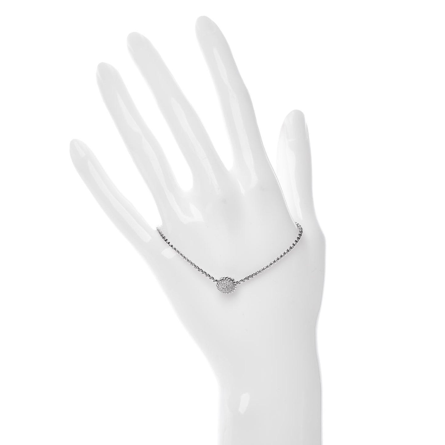 Sterling Silver Diamond 9mm Chatelaine Petite Pave Bracelet