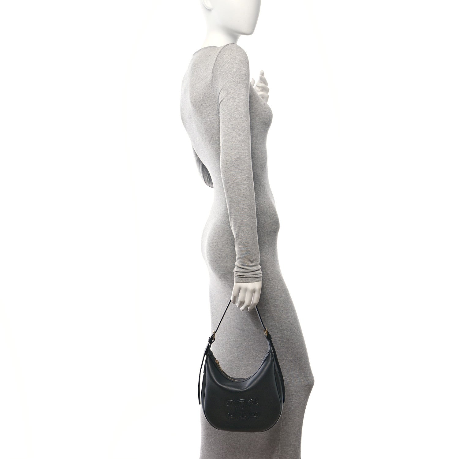 Celine Supple Calfskin Cuir Triomphe Small Heloise Shoulder Bag Black 2 of 9