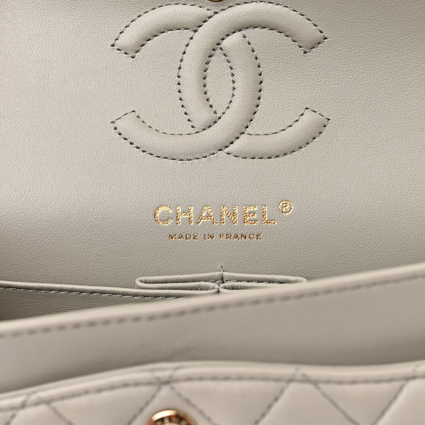 Lambskin Quilted Small Double Flap Grey