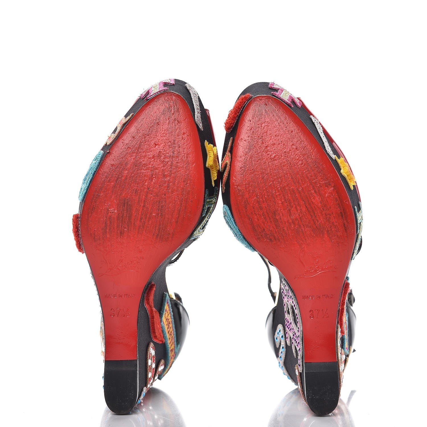 Christian Louboutin Patent Loubi Zeppa 140 Wedges 37.5 Black Red 5 of 14