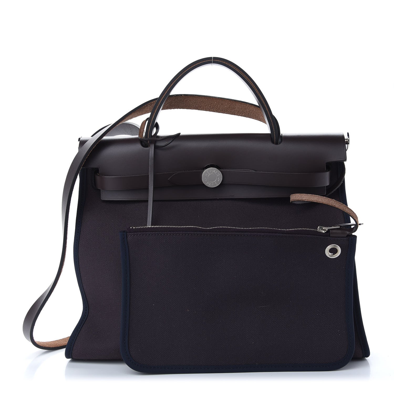 Hermes Military Toile Vache Hunter Herbag Zip PM 31 Prune Noir Marine 1 of 9