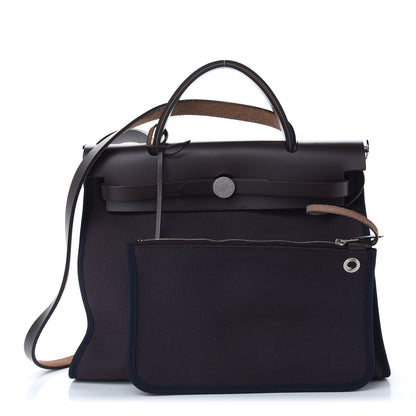 Hermes Military Toile Vache Hunter Herbag Zip PM 31 Prune Noir Marine 1 of 9
