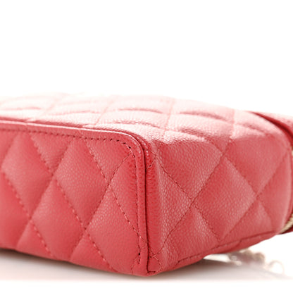 Chanel Caviar Quilted Top Handle Slim Vanity With Chain Red 10 of 11