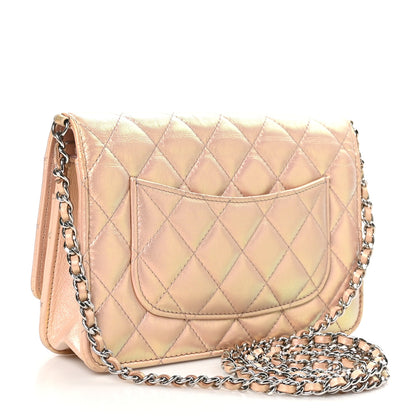 Chanel Iridescent Calfskin Quilted Wallet on Chain WOC Pink 3 of 11